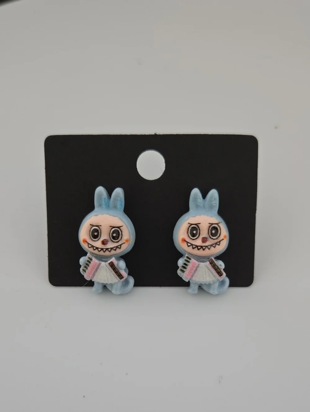 Blue Bunny Character Stud Earrings for Kids